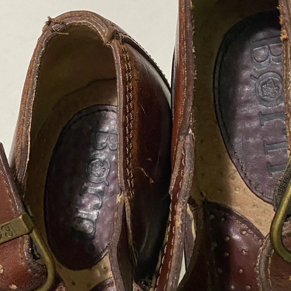 Born Mens Brown Leather Fisherman Sandals Closed Toe Buckle Shoes Size 10
